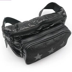 Vintage Havana Black Quilted Puffer Style Unisex Crossbody Bag NWOT